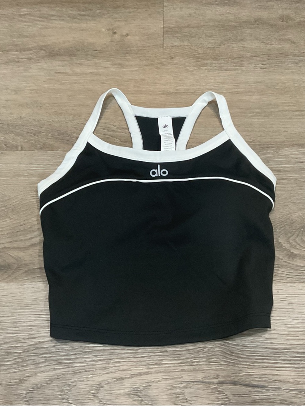 ALO Yoga Black and White Racerback Crop Tank